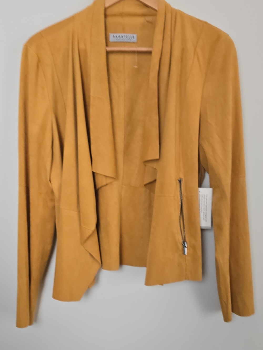 bagatelle Mustard Open-Front Draped Blazer